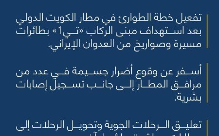 بيان سلطة الطيران المدني الكويتي  تعليق الرحلات الجوية وتحويل الرحلات الى مطارات بديلة حتى اشعار اخر