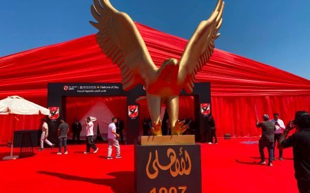 شاهد..تجهيزات وضع حجر الأساس لفرع النادي الأهلي بالمنصورة الجديدة